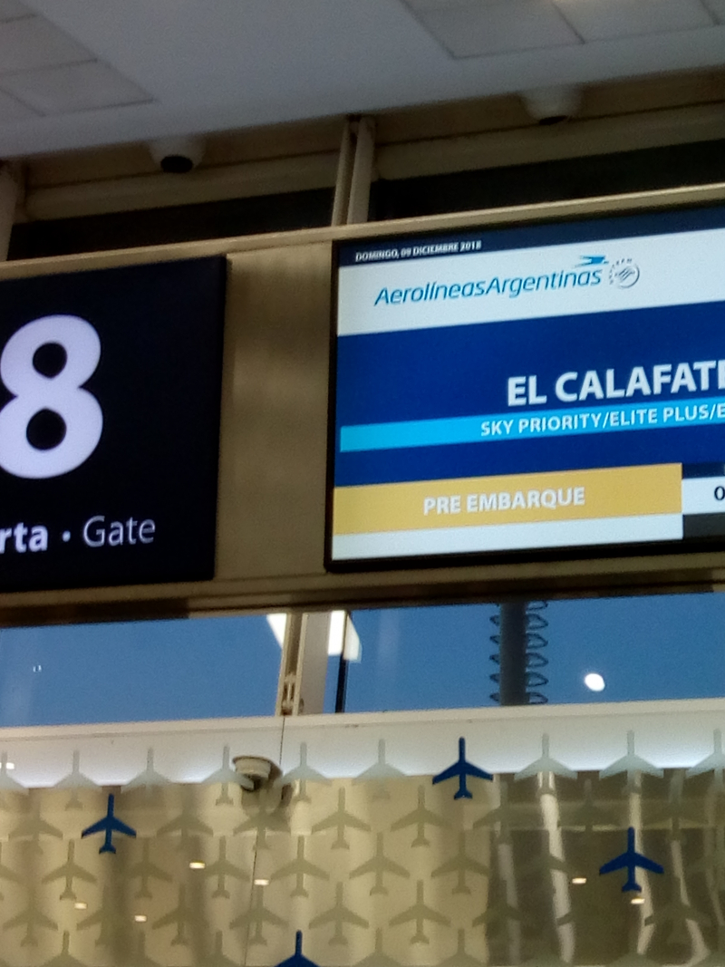 pantalla aeropuerto Calafate
